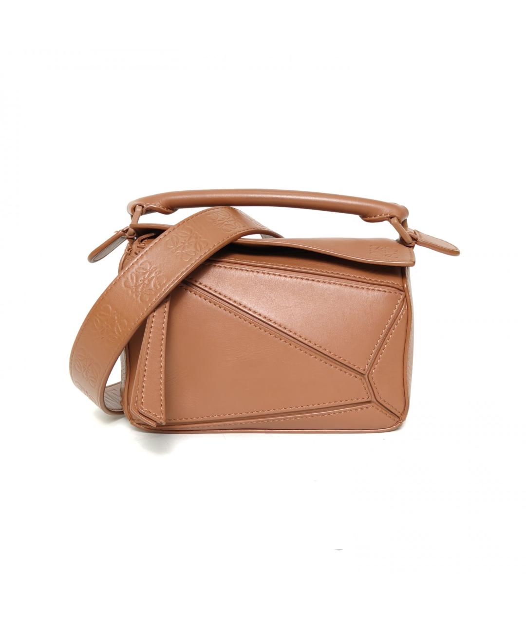 LOEWE Коричневая кожаная сумка с короткими ручками, фото 2