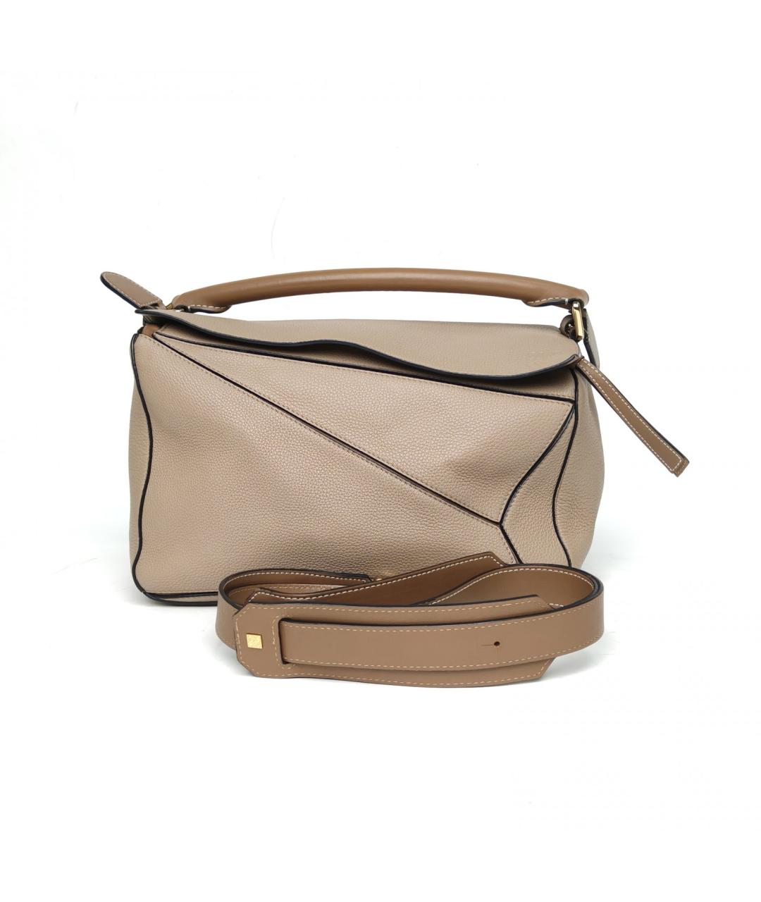 LOEWE Бежевая кожаная сумка с короткими ручками, фото 8