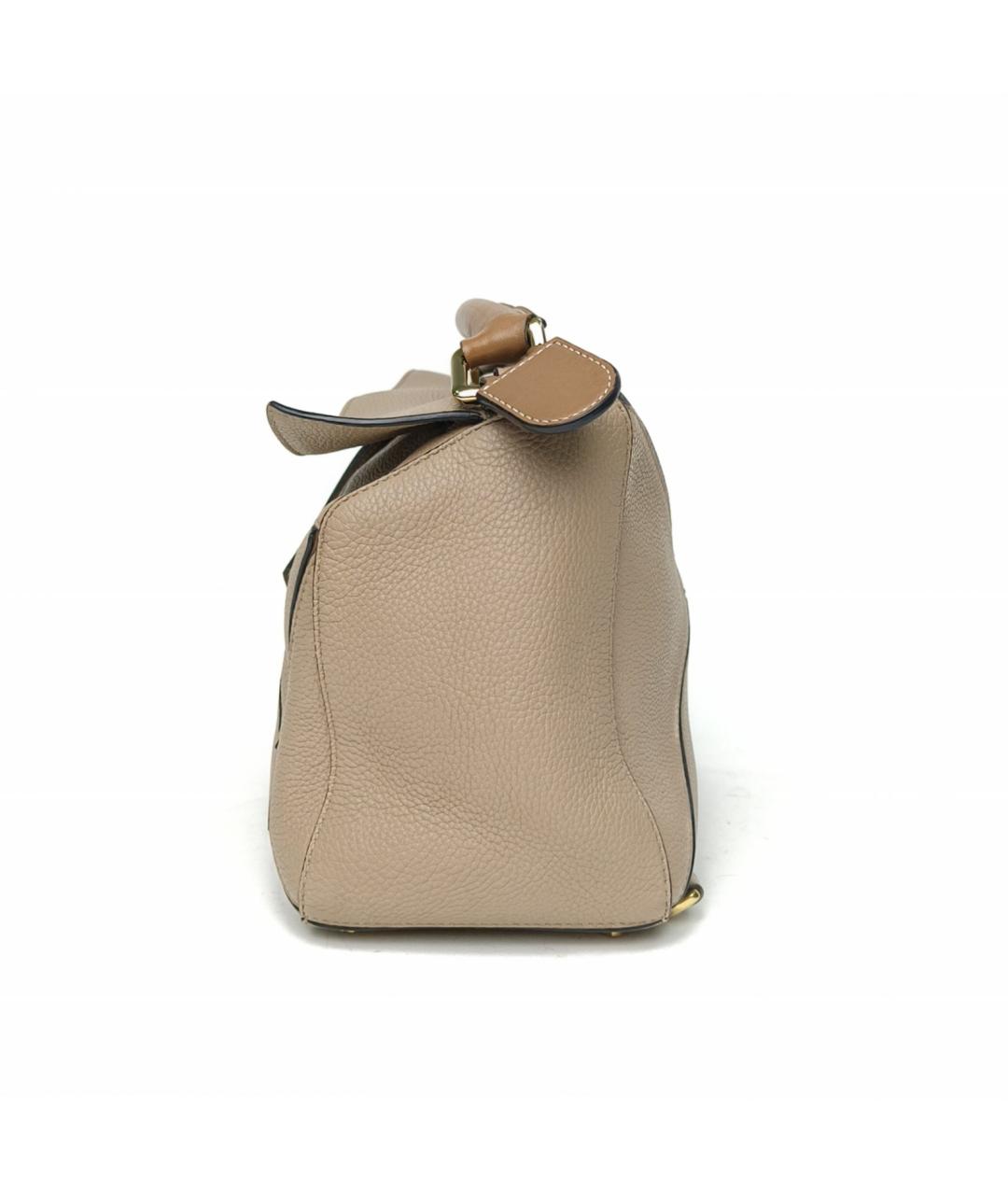 LOEWE Бежевая кожаная сумка с короткими ручками, фото 3