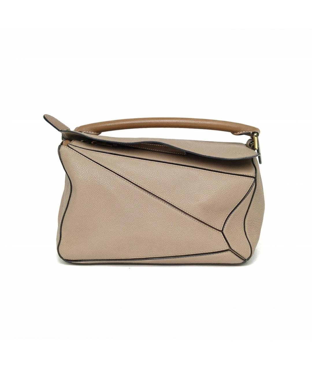 LOEWE Бежевая кожаная сумка с короткими ручками, фото 2