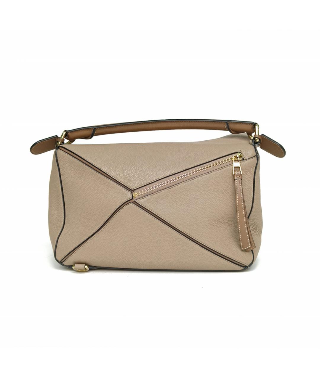 LOEWE Бежевая кожаная сумка с короткими ручками, фото 4