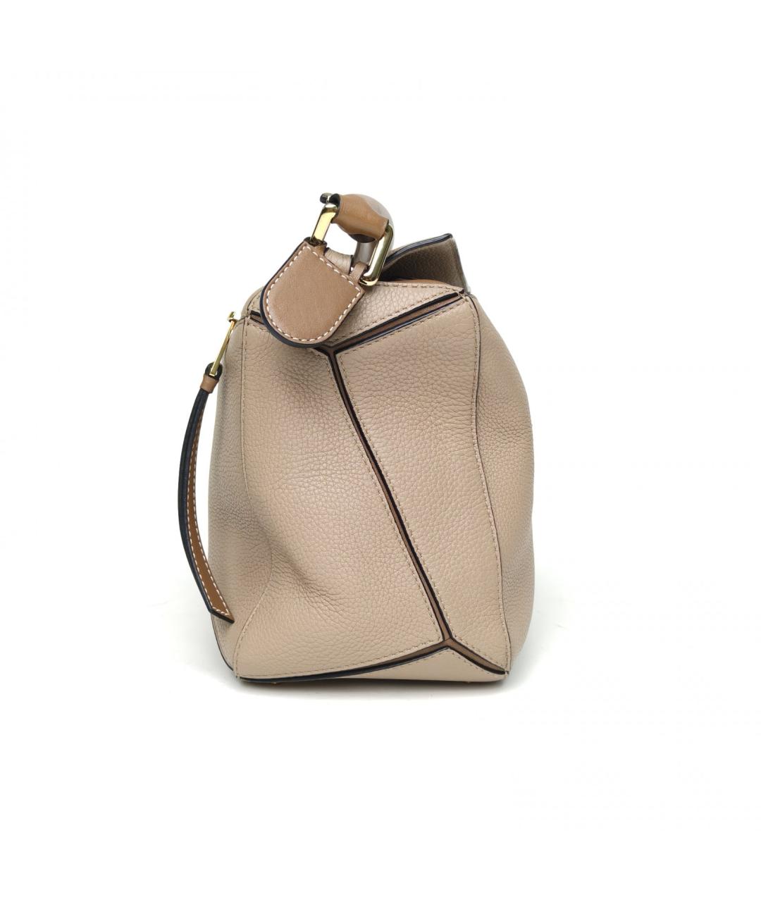 LOEWE Бежевая кожаная сумка с короткими ручками, фото 5