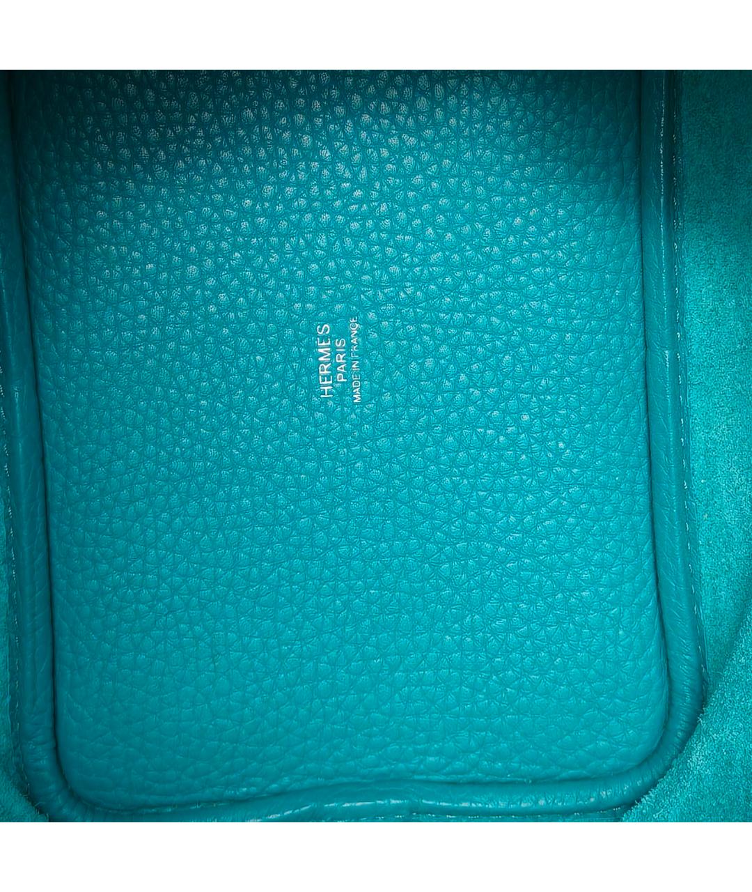 HERMES Бирюзовая кожаная сумка с короткими ручками, фото 8