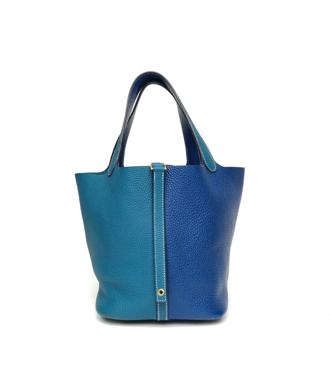 HERMES Синяя кожаная сумка с короткими ручками, фото 4