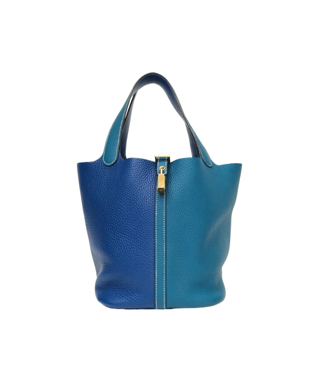 HERMES Синяя кожаная сумка с короткими ручками, фото 10