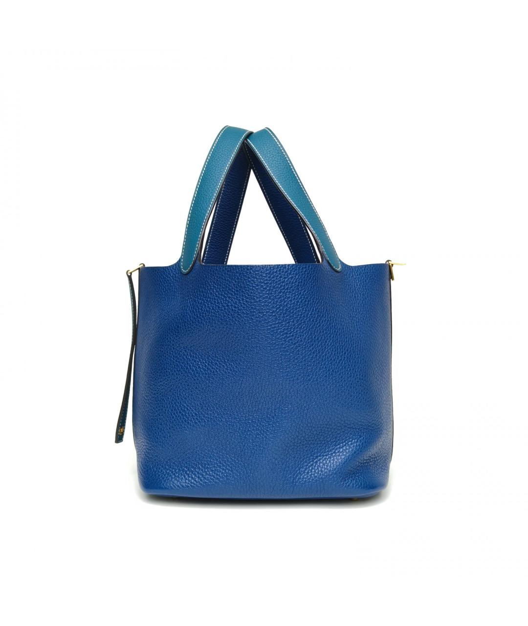 HERMES Синяя кожаная сумка с короткими ручками, фото 3