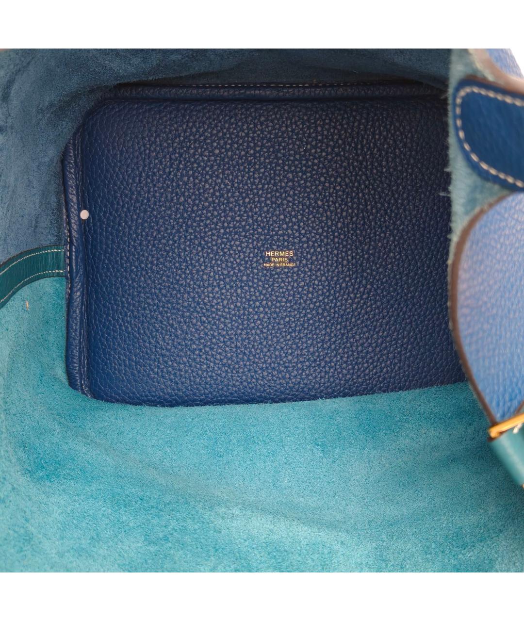 HERMES Синяя кожаная сумка с короткими ручками, фото 8