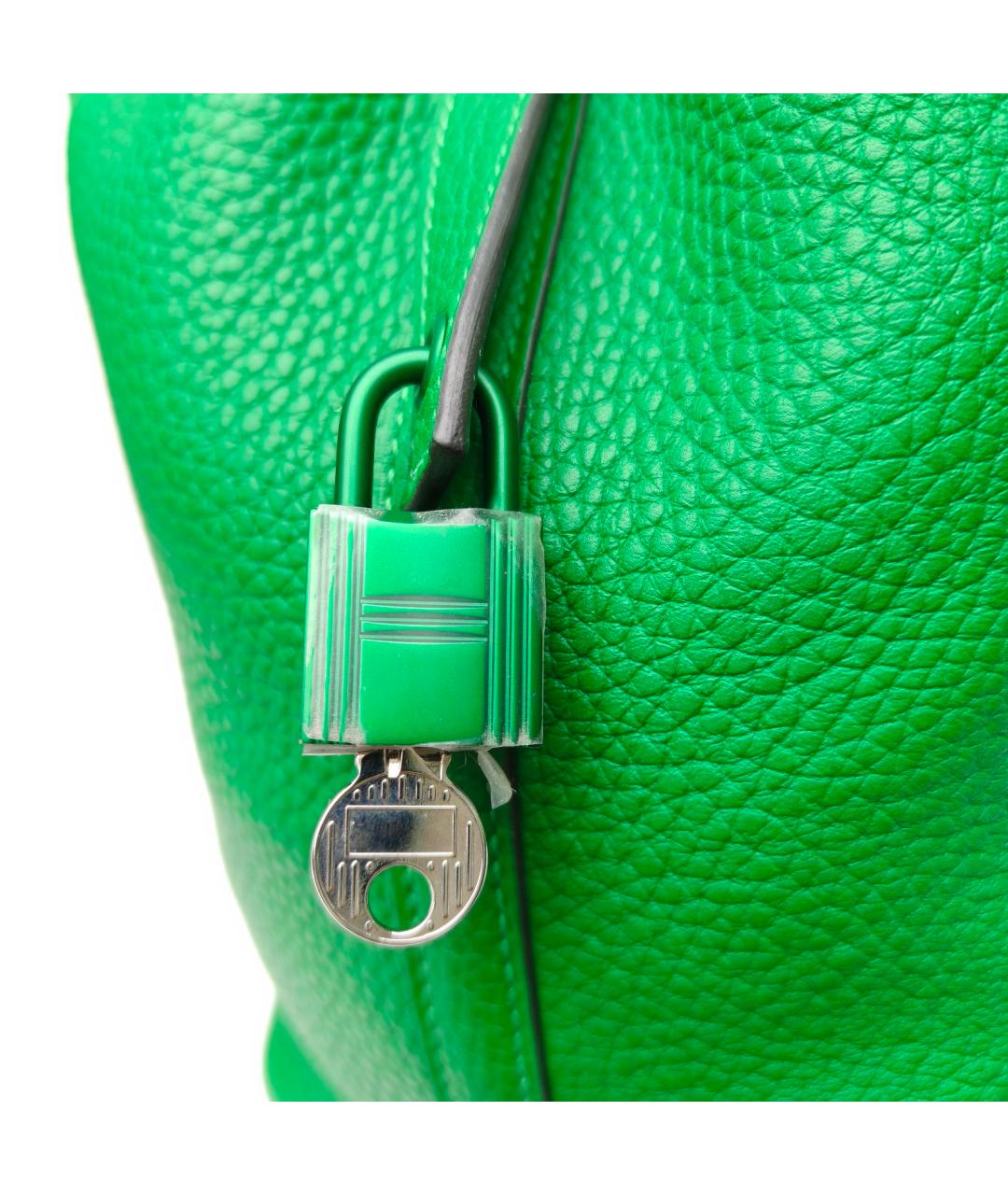 HERMES Зеленая кожаная сумка с короткими ручками, фото 7