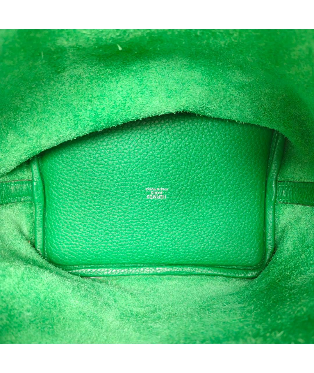 HERMES Зеленая кожаная сумка с короткими ручками, фото 8