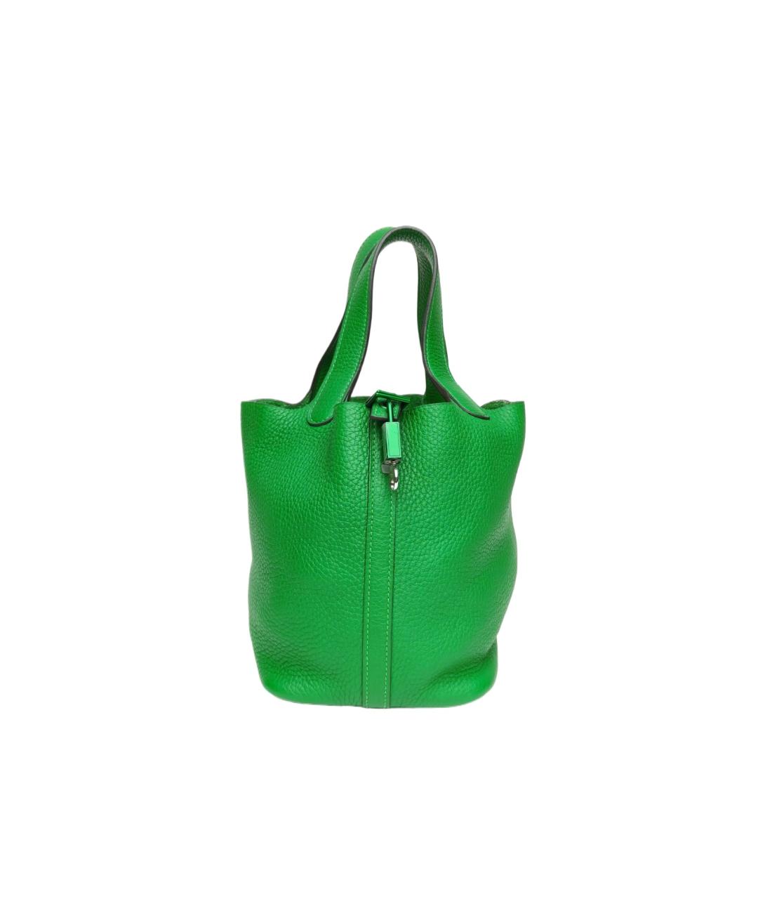 HERMES Зеленая кожаная сумка с короткими ручками, фото 10