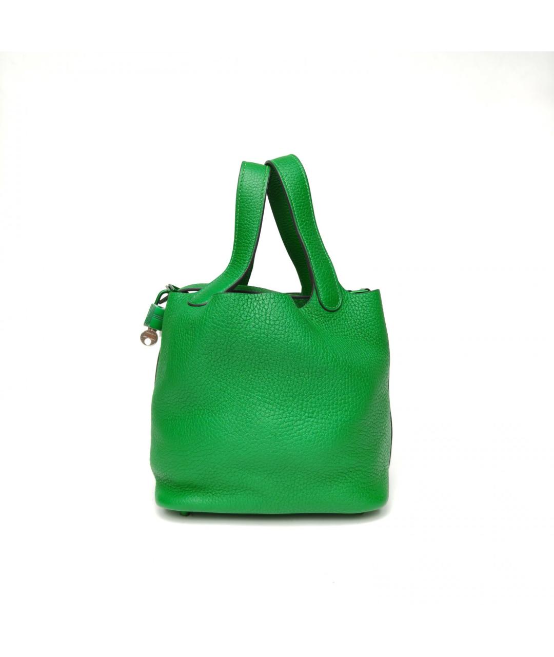 HERMES Зеленая кожаная сумка с короткими ручками, фото 3