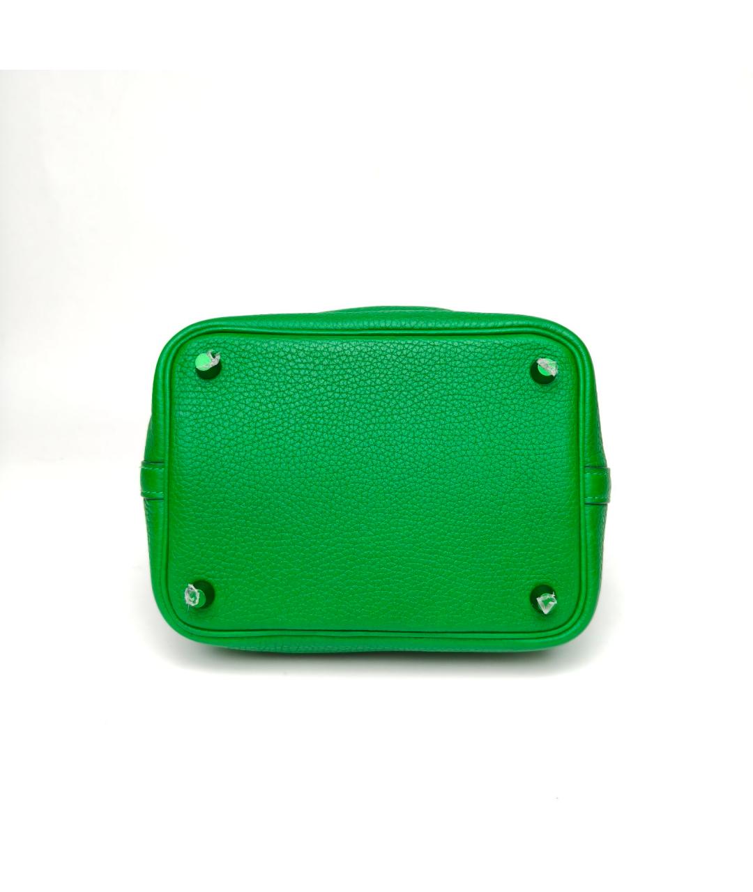 HERMES Зеленая кожаная сумка с короткими ручками, фото 6