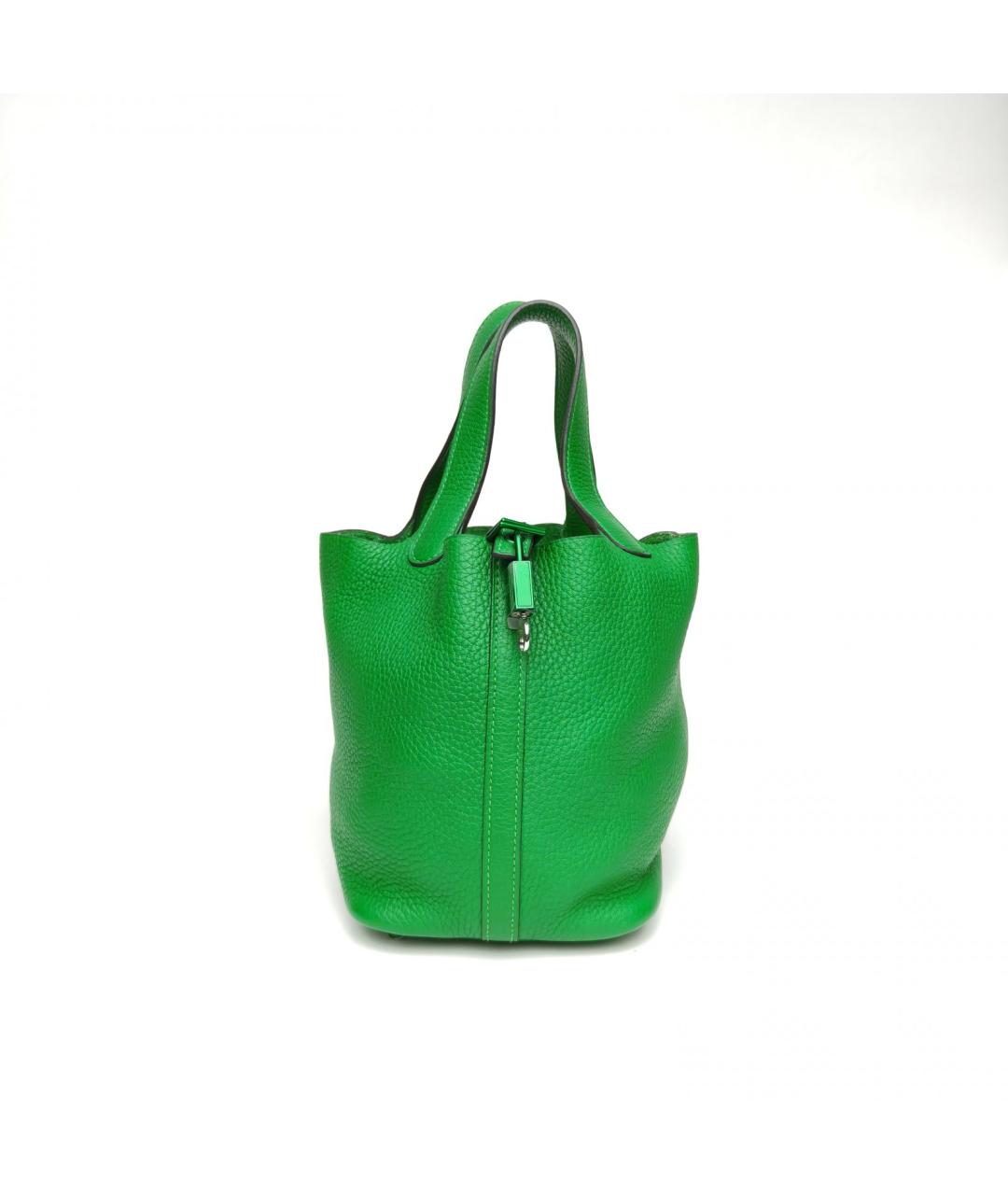 HERMES Зеленая кожаная сумка с короткими ручками, фото 2