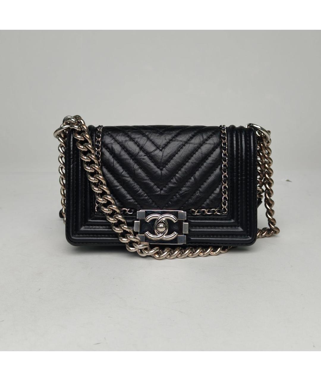 CHANEL Черная кожаная сумка через плечо, фото 9