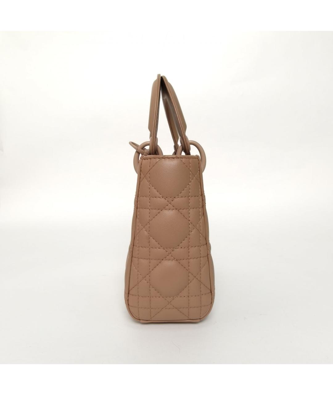 CHRISTIAN DIOR Бежевая кожаная сумка с короткими ручками, фото 7