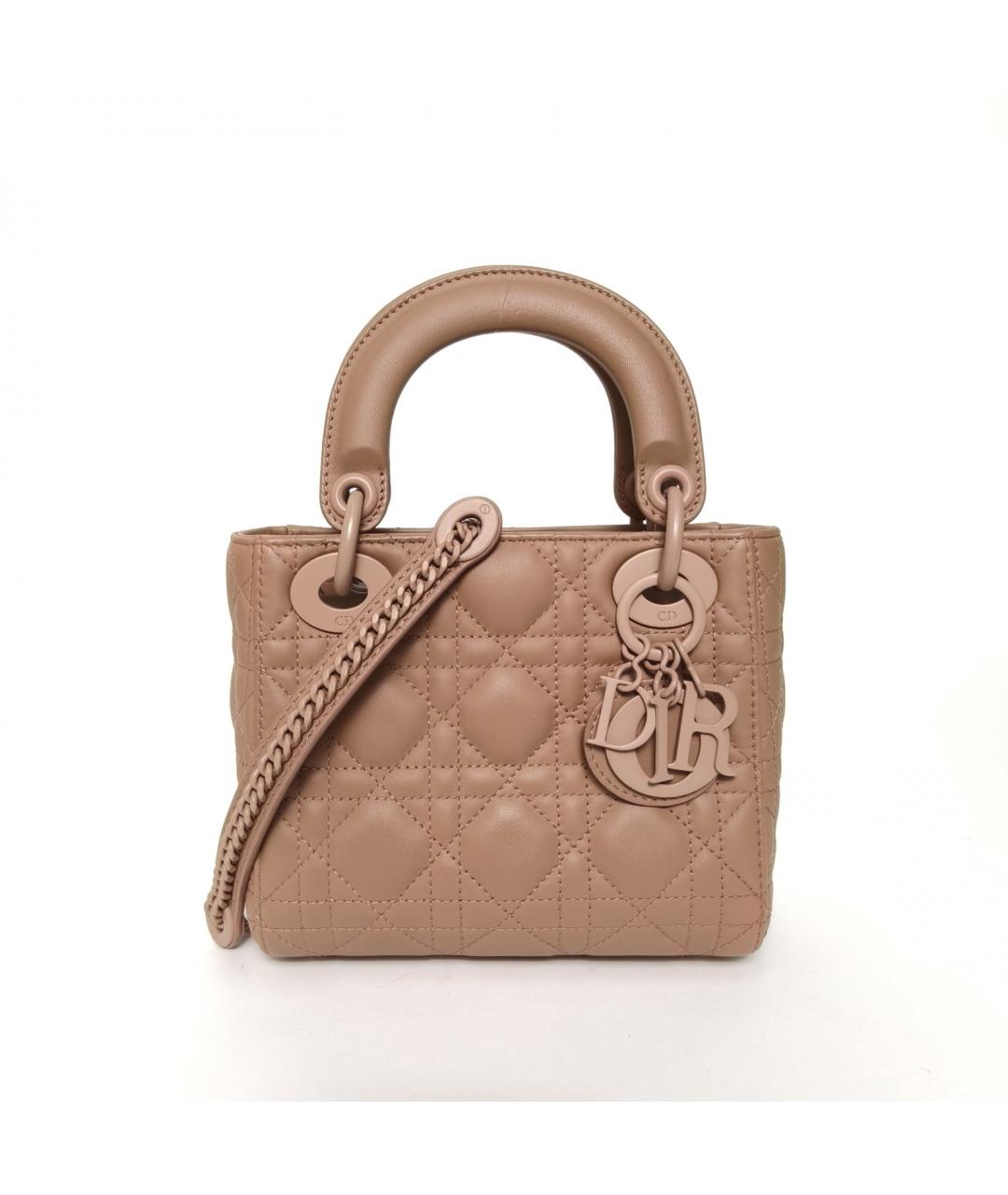 CHRISTIAN DIOR Бежевая кожаная сумка с короткими ручками, фото 6