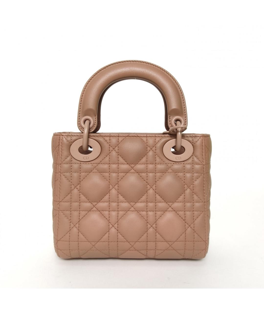 CHRISTIAN DIOR Бежевая кожаная сумка с короткими ручками, фото 8