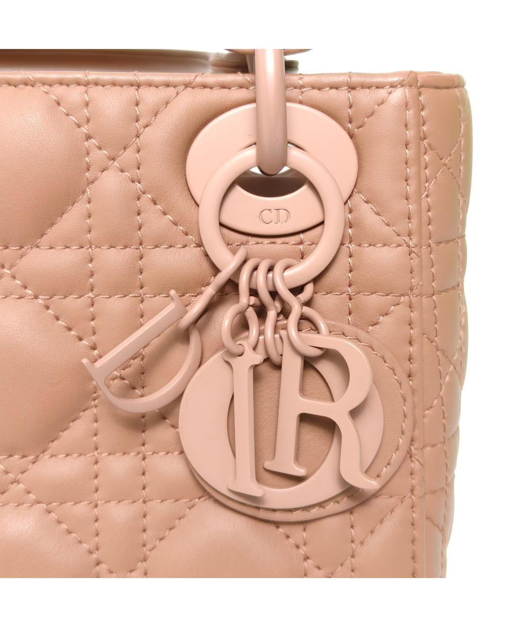 CHRISTIAN DIOR Бежевая кожаная сумка с короткими ручками, фото 3