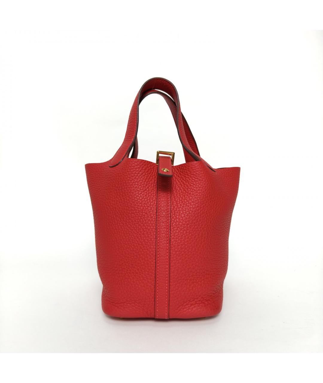 HERMES Красная кожаная сумка с короткими ручками, фото 2