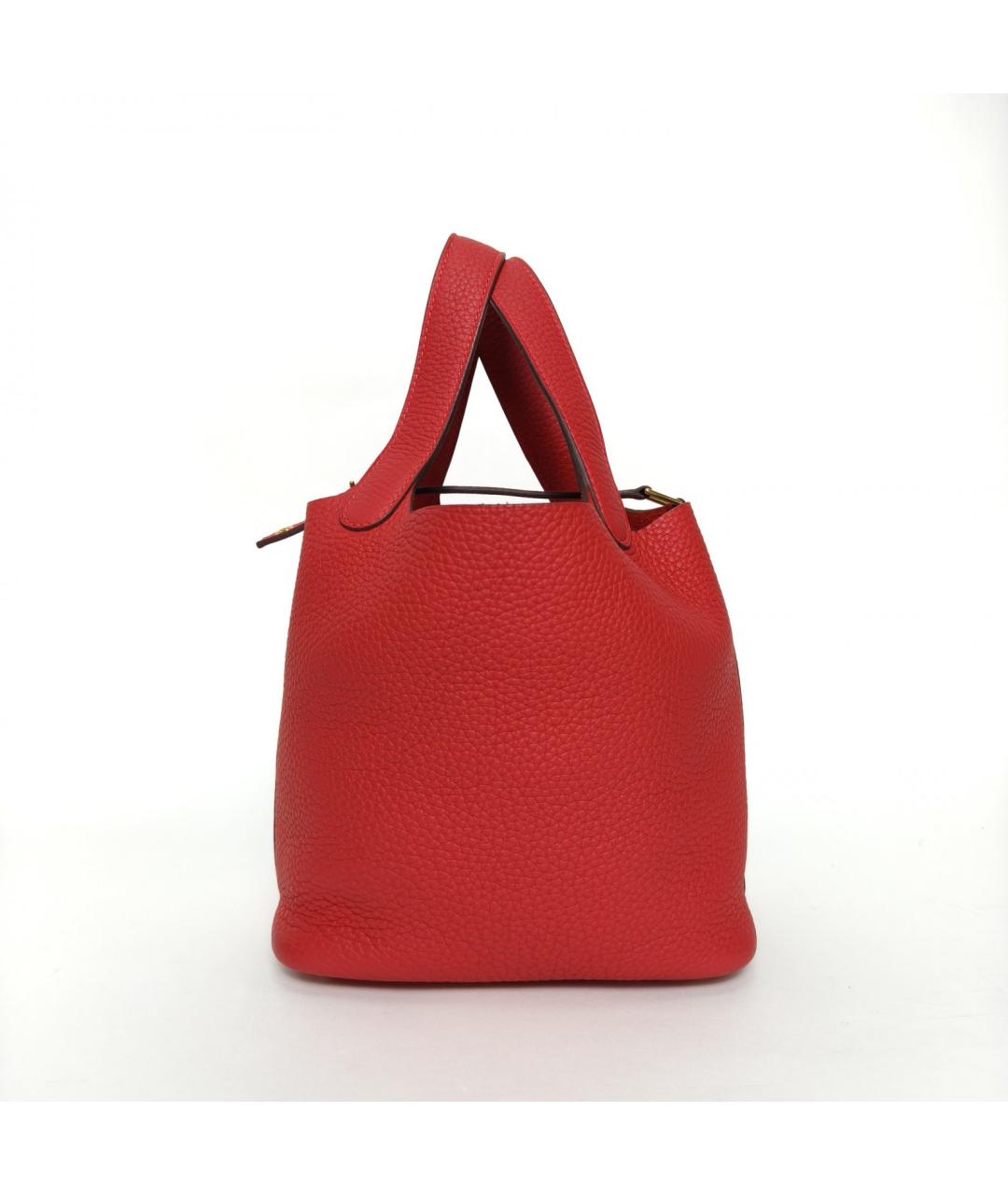 HERMES Красная кожаная сумка с короткими ручками, фото 5