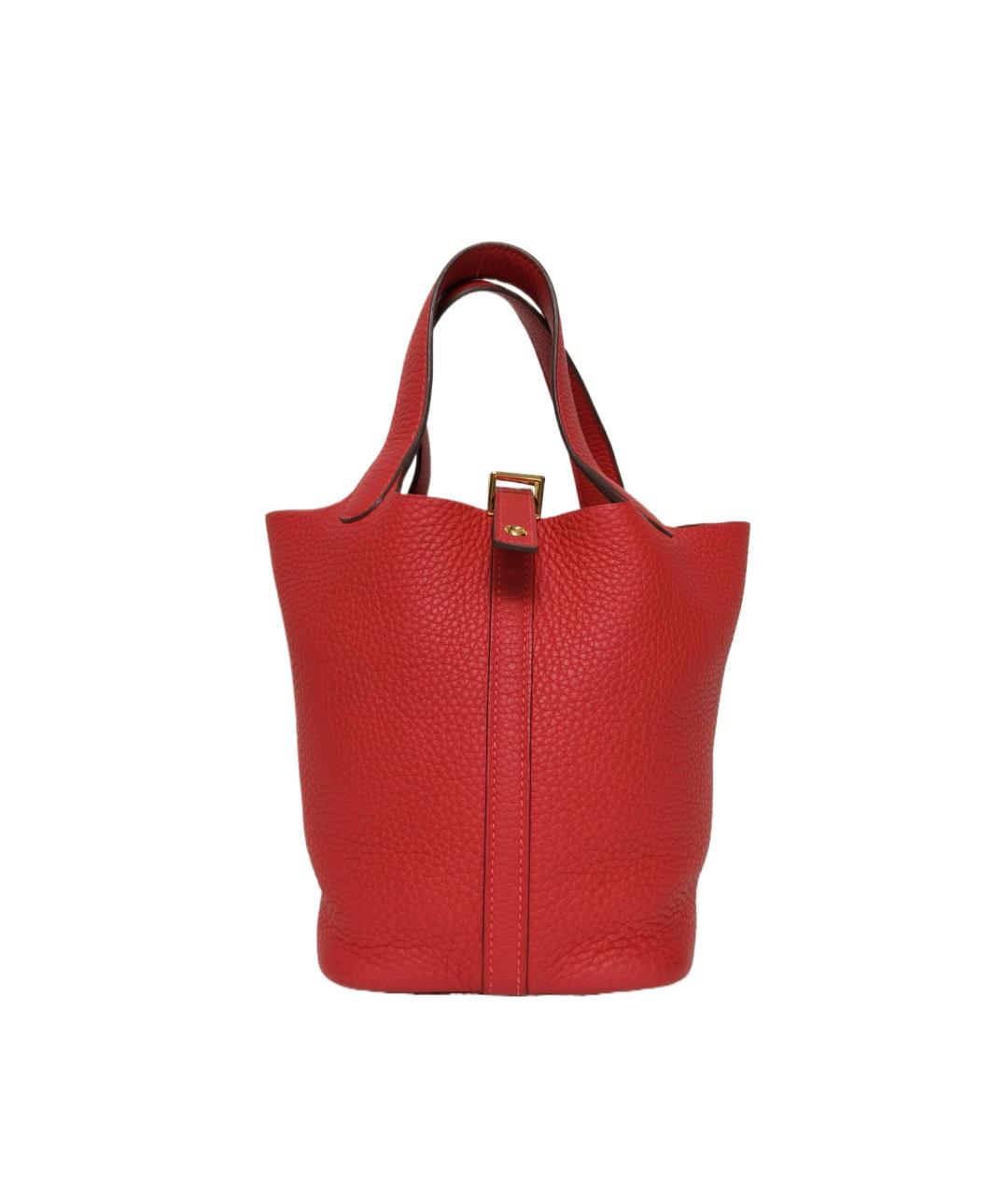 HERMES Красная кожаная сумка с короткими ручками, фото 1