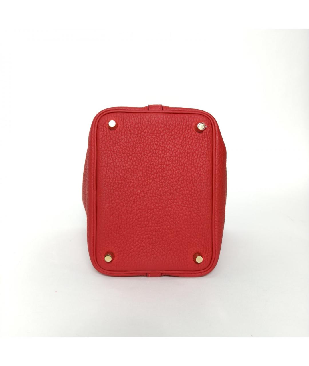 HERMES Красная кожаная сумка с короткими ручками, фото 6