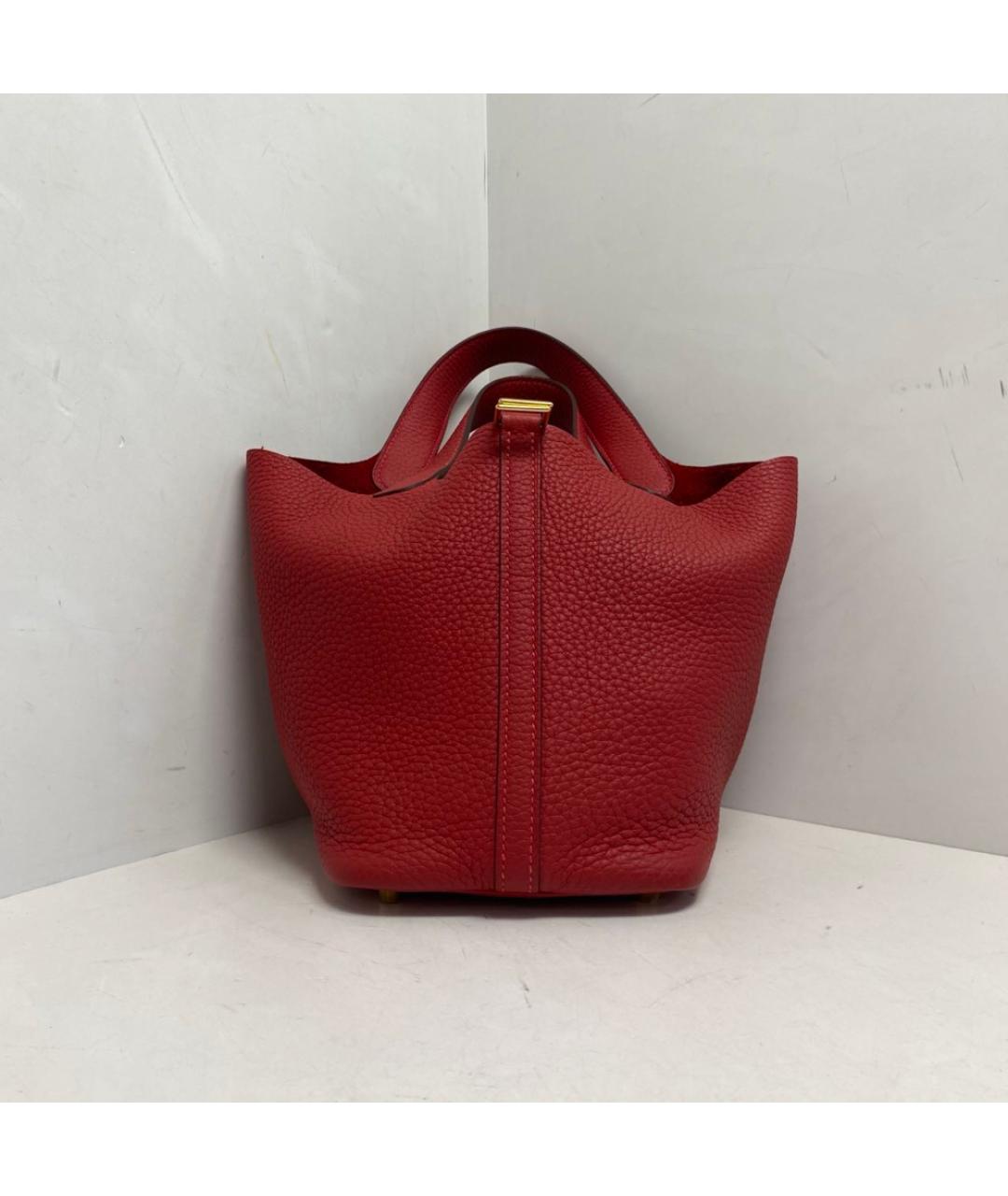 HERMES Красная кожаная сумка с короткими ручками, фото 9
