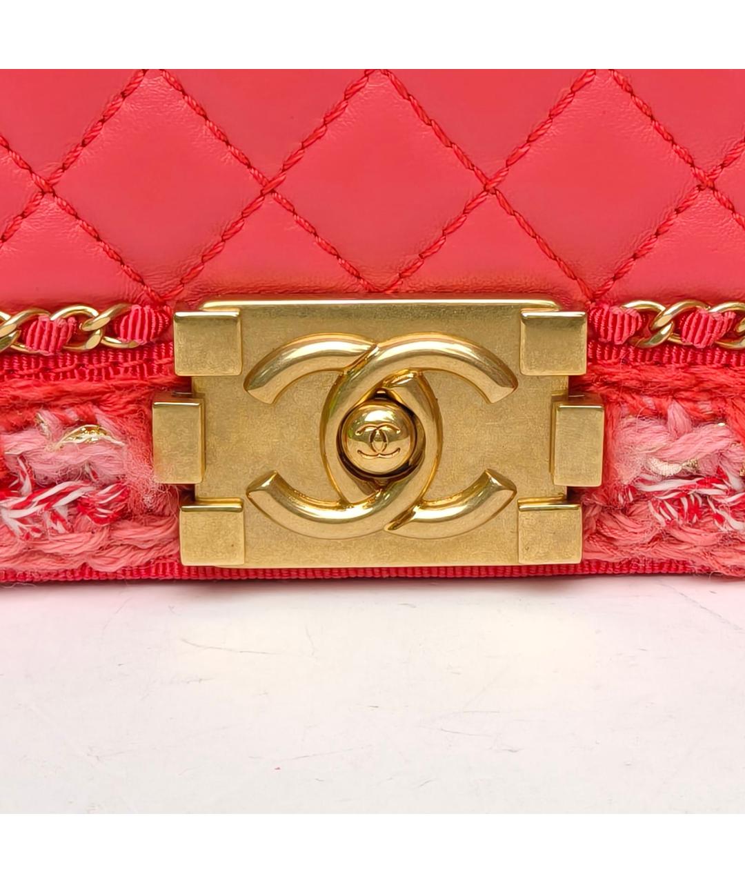 CHANEL Коралловая кожаная сумка через плечо, фото 7