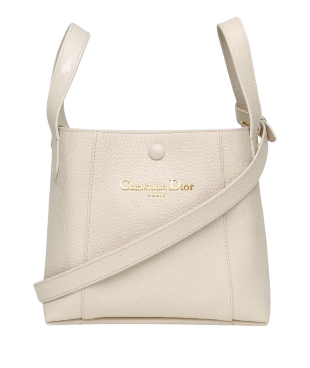 CHRISTIAN DIOR Бежевая кожаная сумка через плечо, фото 1