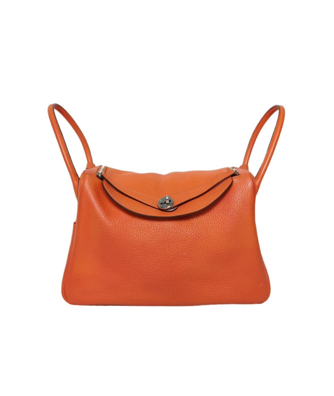 HERMES Оранжевая кожаная сумка через плечо, фото 10