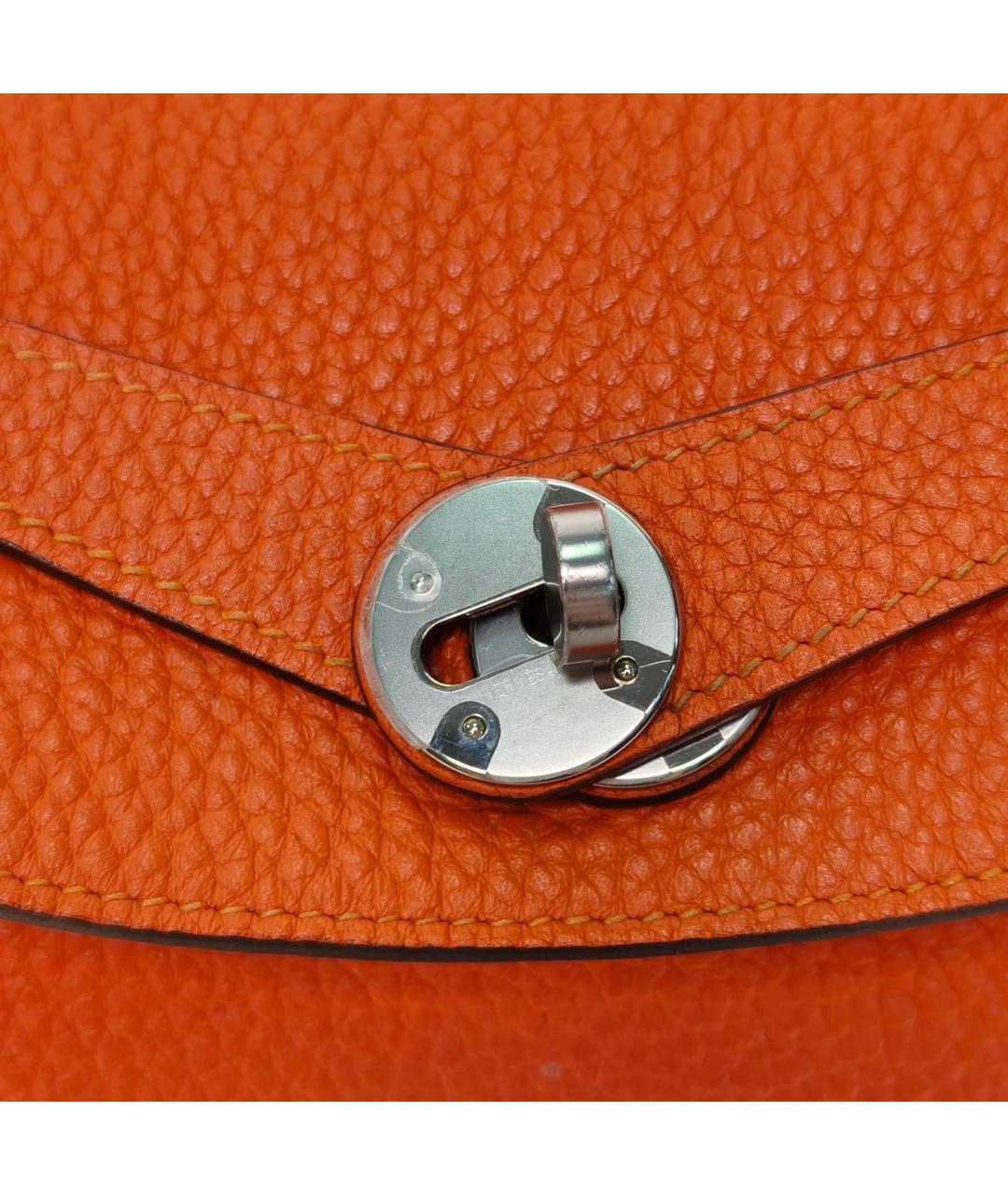 HERMES Оранжевая кожаная сумка через плечо, фото 7