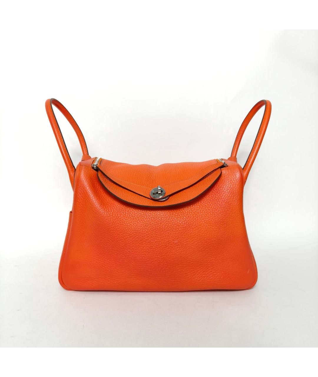 HERMES Оранжевая кожаная сумка через плечо, фото 2