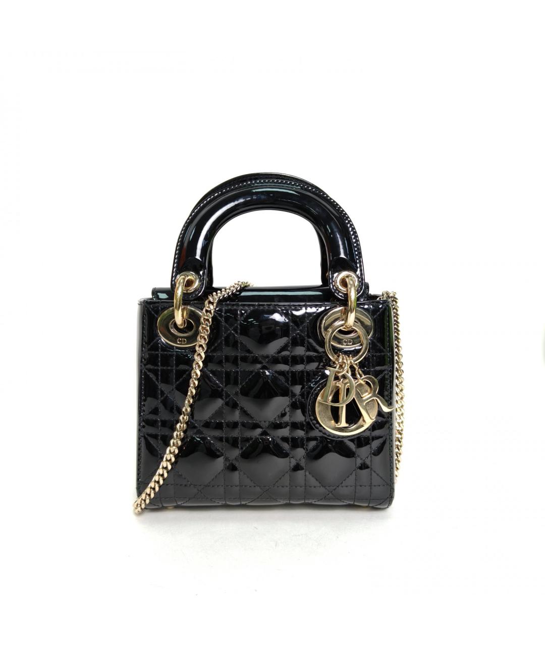 CHRISTIAN DIOR Черная сумка с короткими ручками из лакированной кожи, фото 2