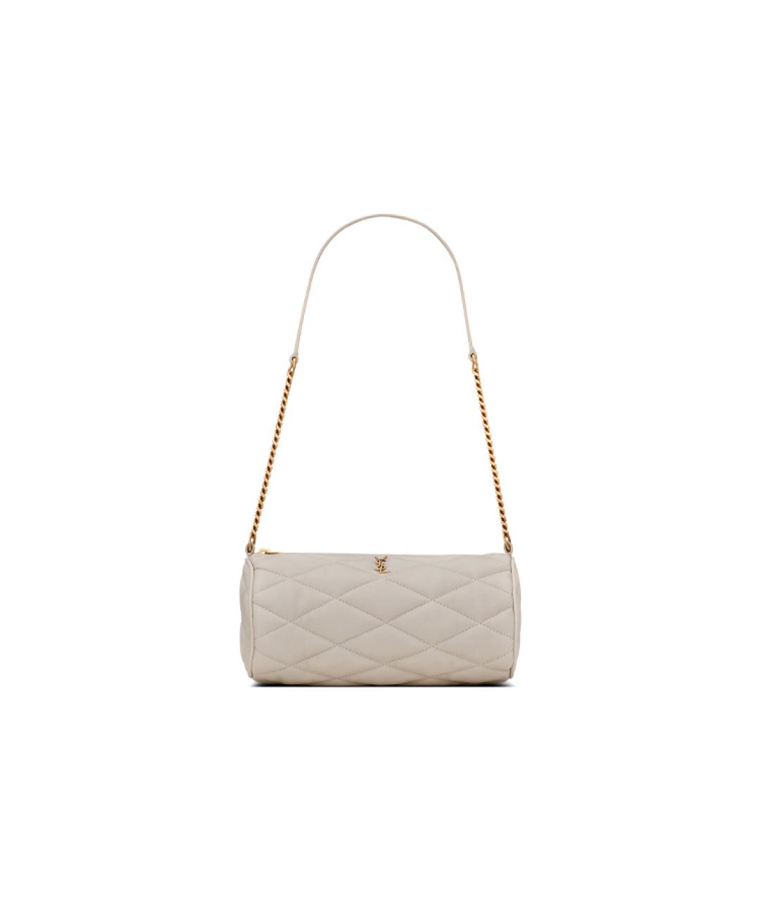 SAINT LAURENT Бежевая кожаная сумка через плечо, фото 6