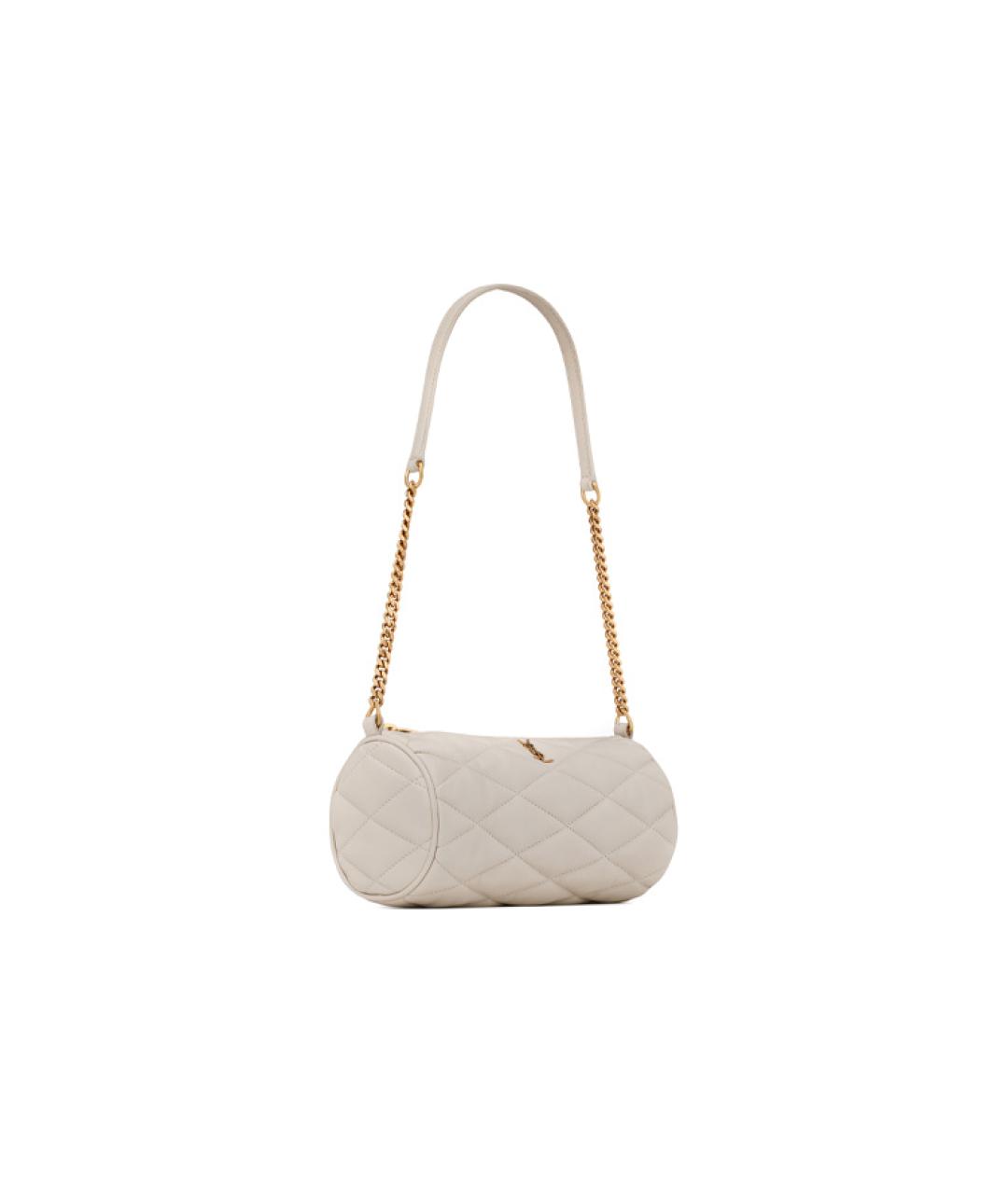 SAINT LAURENT Бежевая кожаная сумка через плечо, фото 4