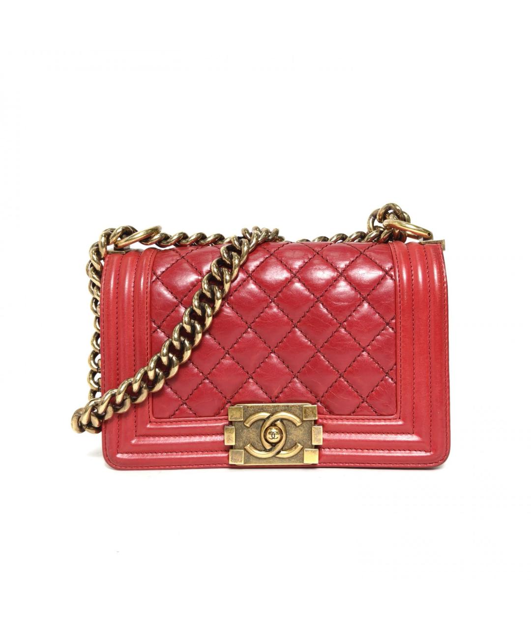 CHANEL Красная кожаная сумка через плечо, фото 2