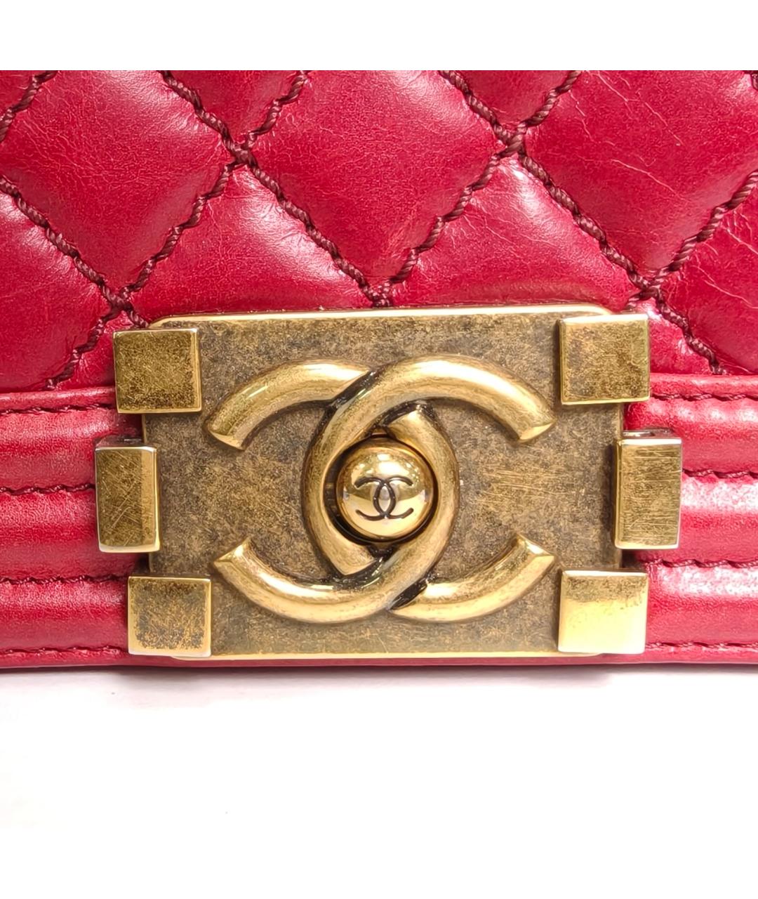CHANEL Красная кожаная сумка через плечо, фото 7