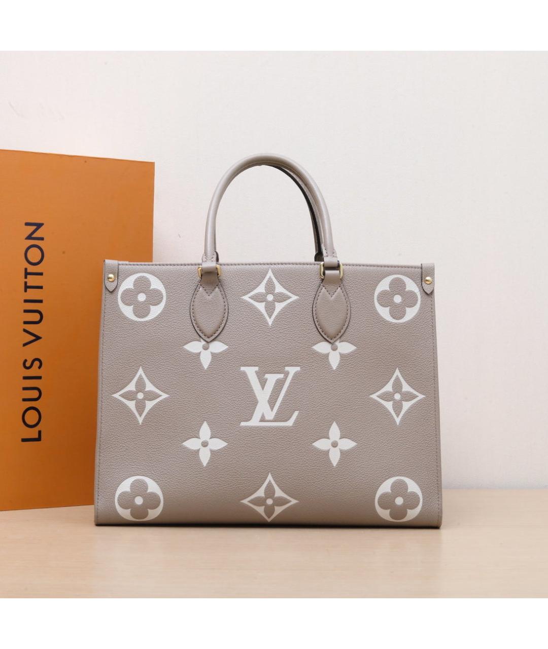LOUIS VUITTON Серая кожаная сумка с короткими ручками, фото 2