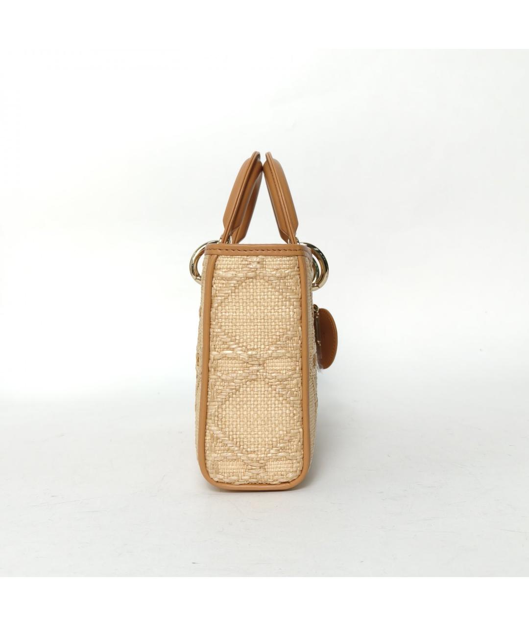 CHRISTIAN DIOR Бежевая тканевая сумка с короткими ручками, фото 3