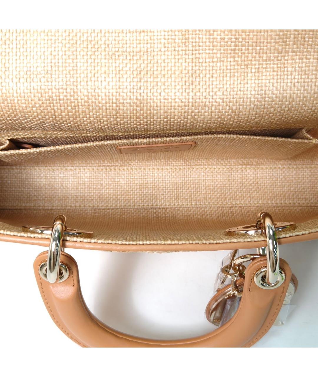 CHRISTIAN DIOR Бежевая тканевая сумка с короткими ручками, фото 8