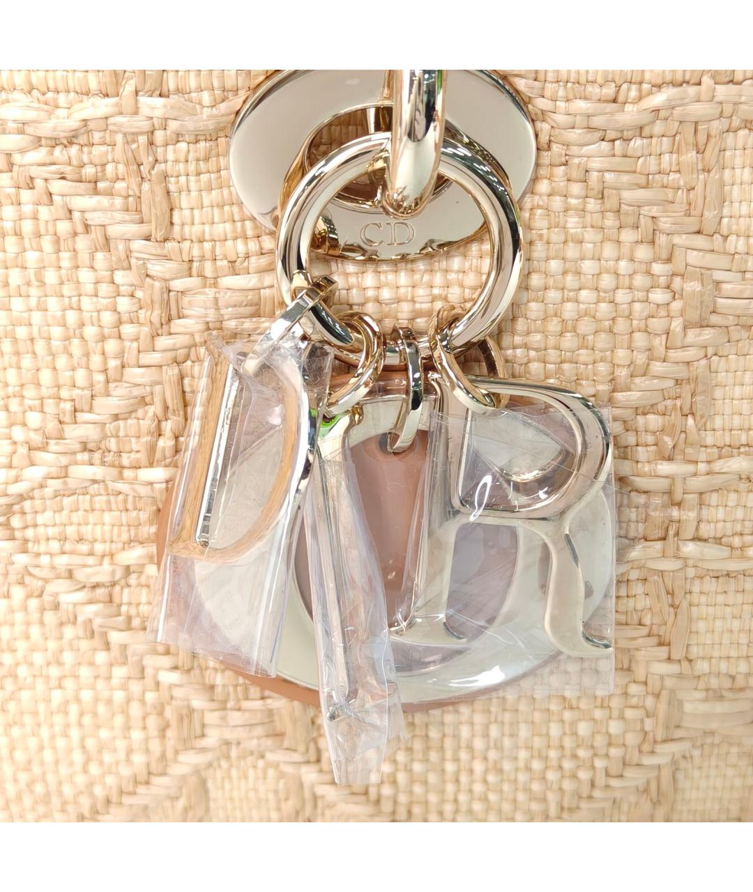 CHRISTIAN DIOR Бежевая тканевая сумка с короткими ручками, фото 7