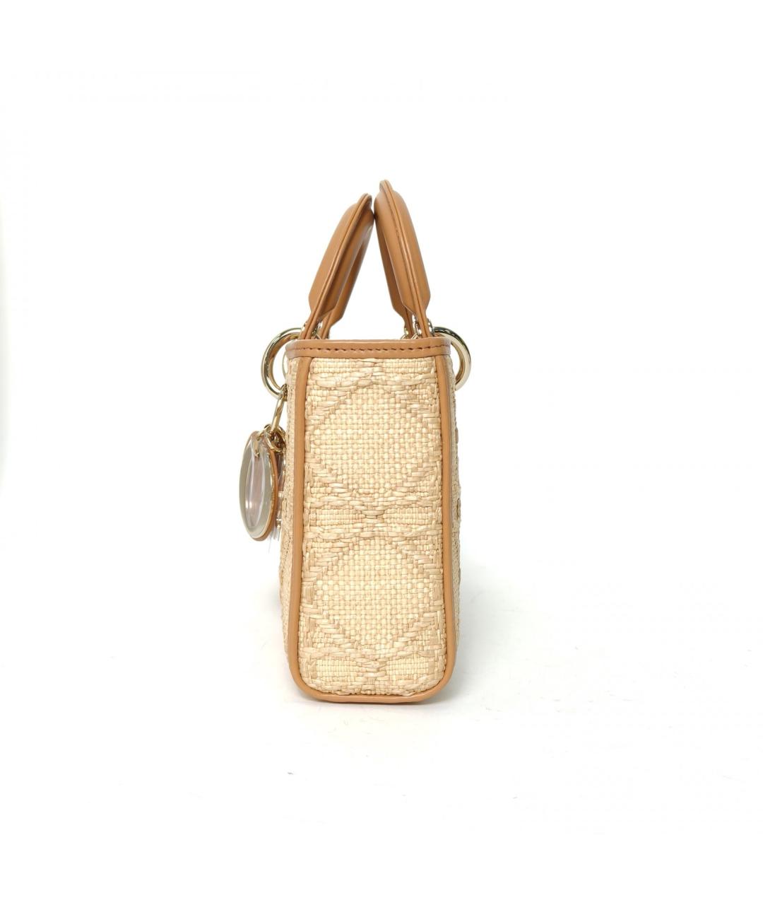 CHRISTIAN DIOR Бежевая тканевая сумка с короткими ручками, фото 5