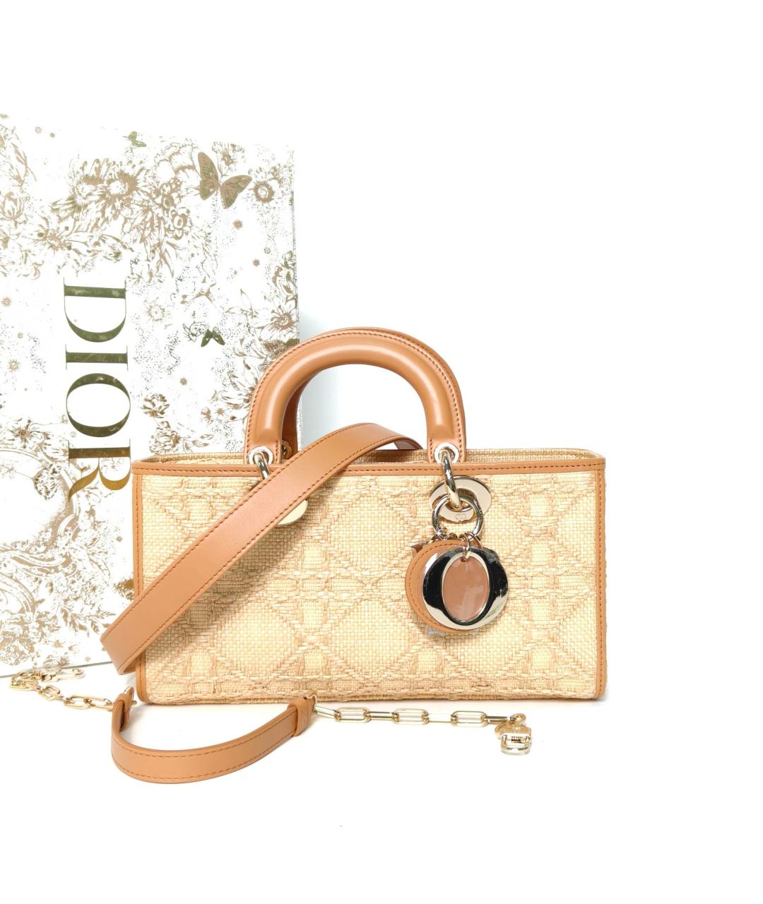 CHRISTIAN DIOR Бежевая тканевая сумка с короткими ручками, фото 9