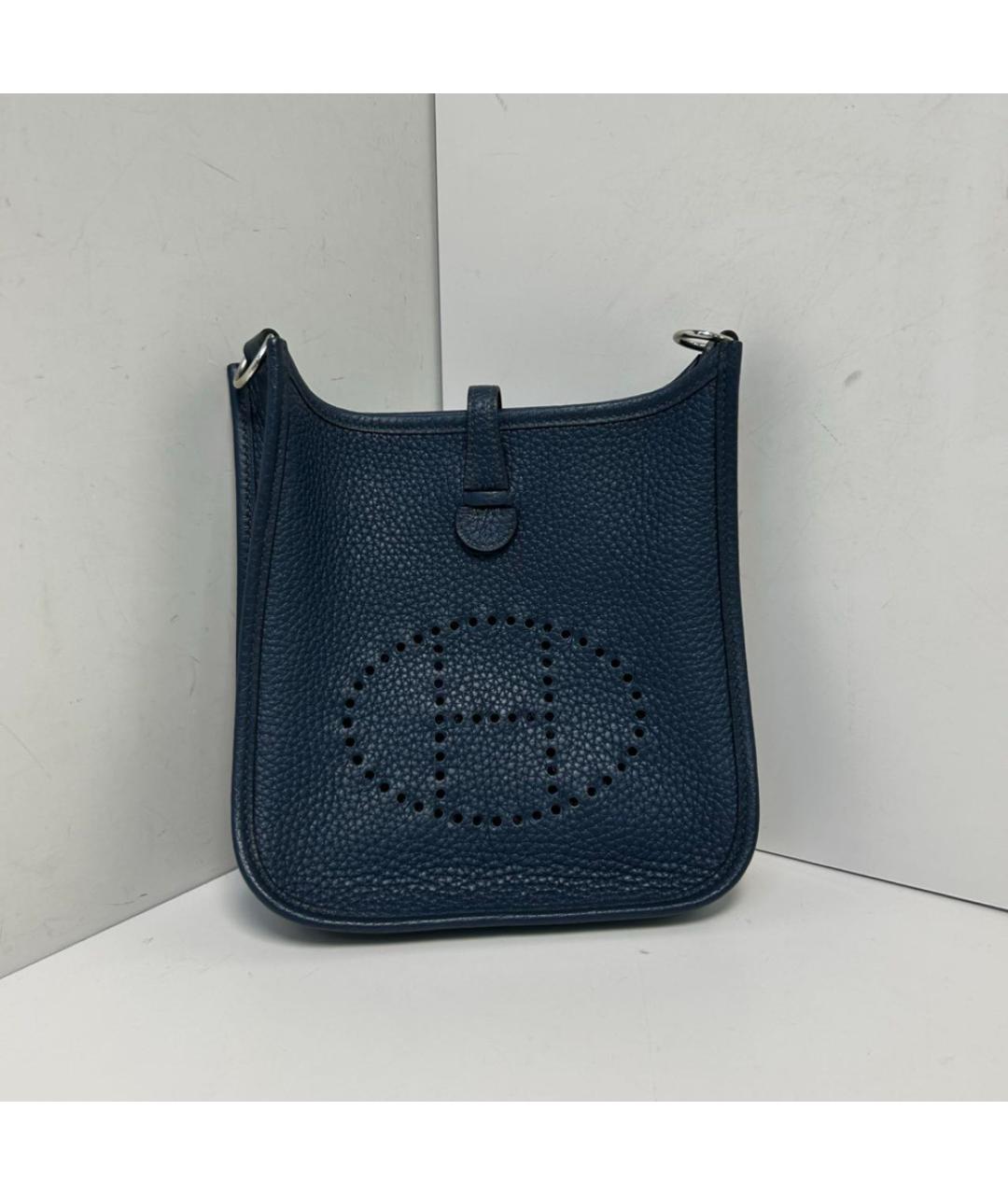 HERMES Темно-синяя кожаная сумка через плечо, фото 9