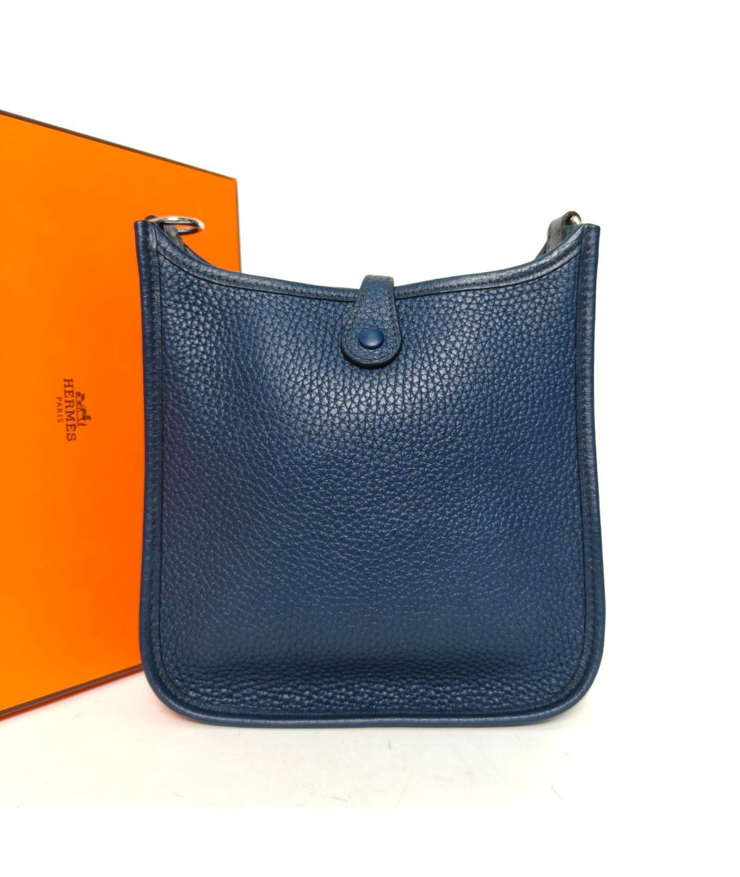 HERMES Темно-синяя кожаная сумка через плечо, фото 8
