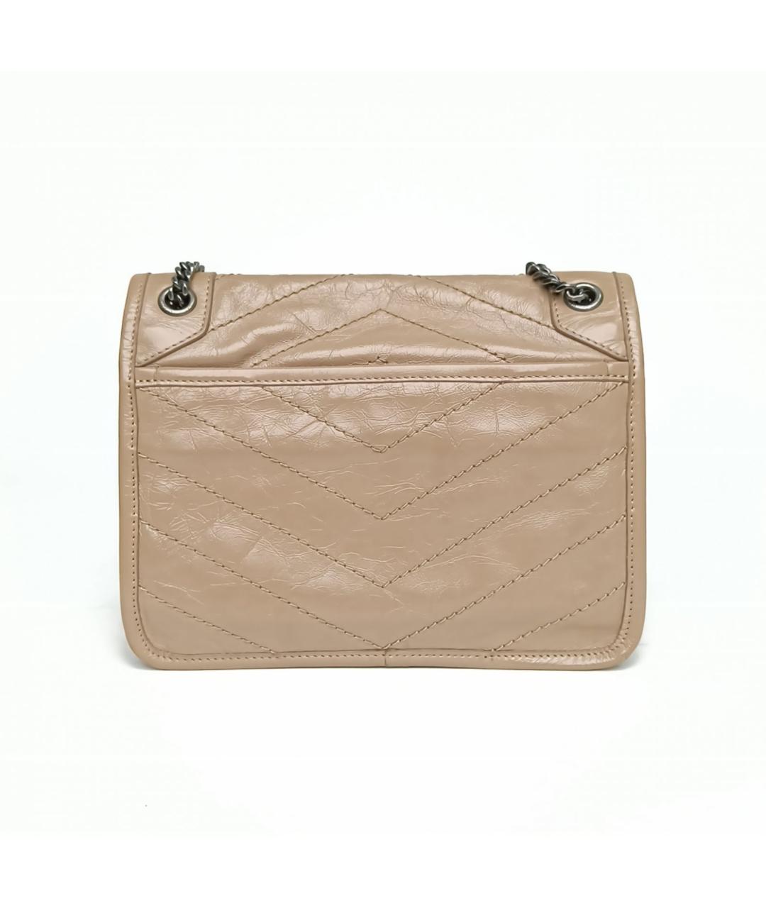 SAINT LAURENT Бежевая кожаная сумка через плечо, фото 4