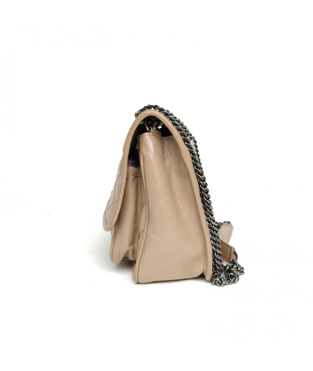 SAINT LAURENT Бежевая кожаная сумка через плечо, фото 3