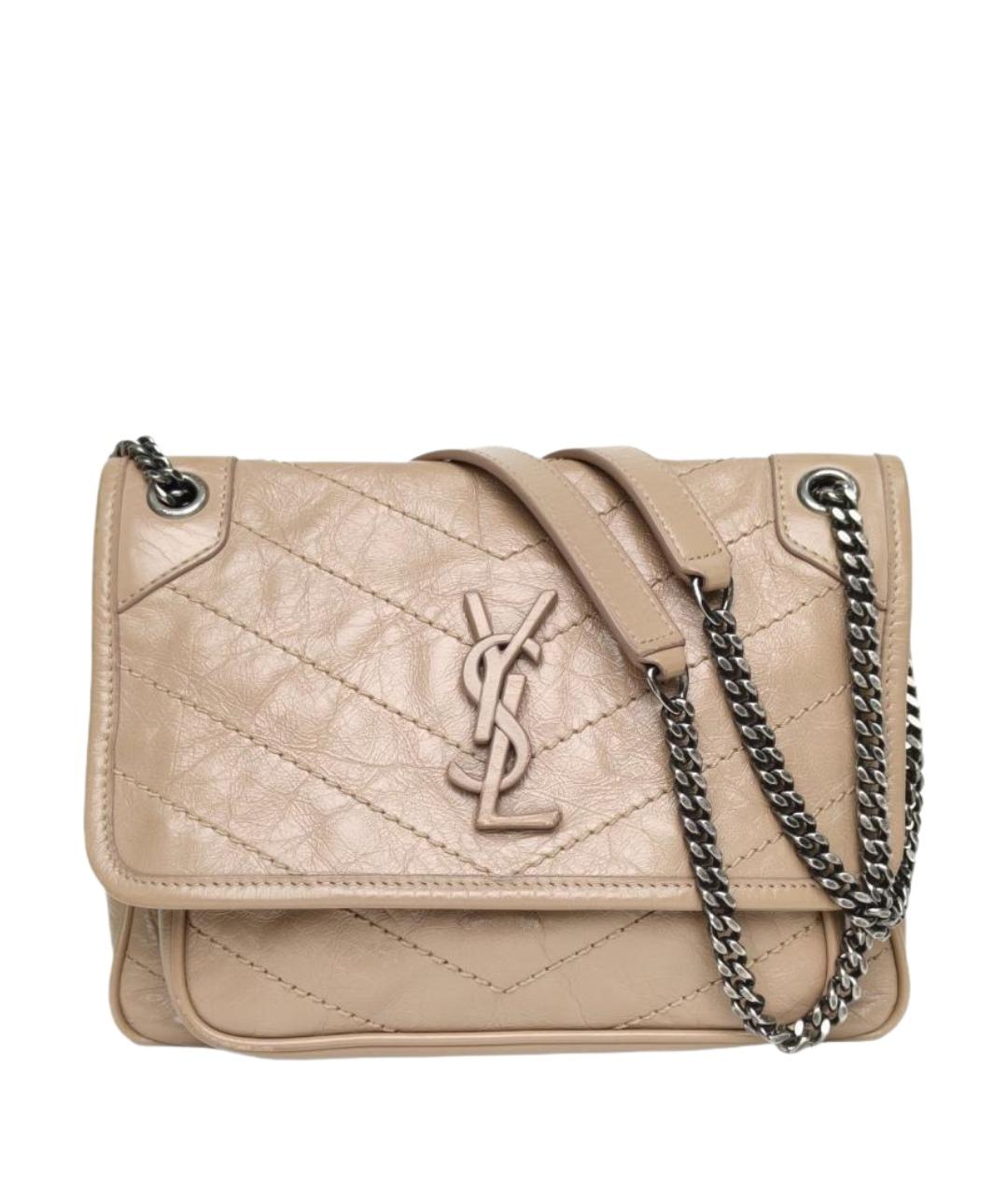 SAINT LAURENT Бежевая кожаная сумка через плечо, фото 1