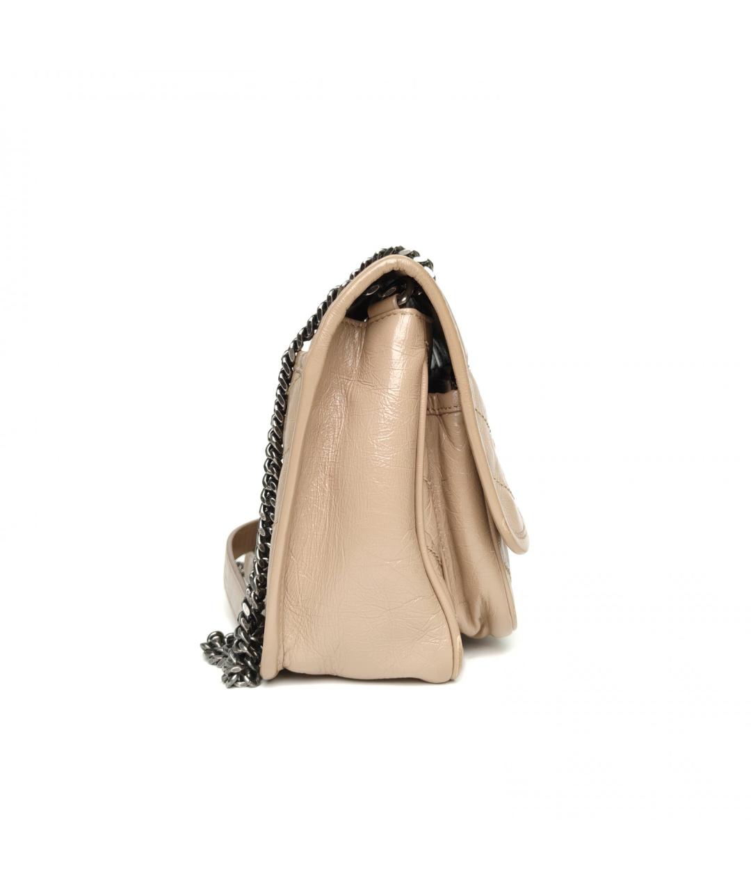 SAINT LAURENT Бежевая кожаная сумка через плечо, фото 5