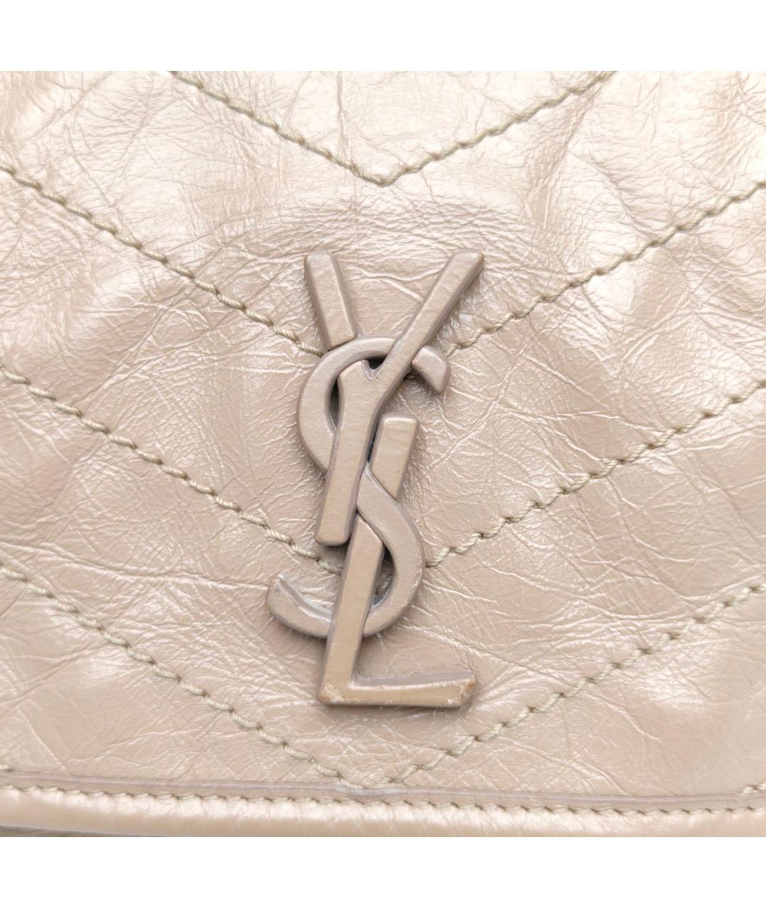 SAINT LAURENT Бежевая кожаная сумка через плечо, фото 7